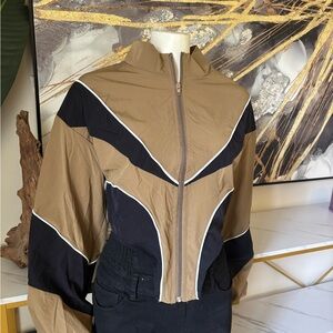 SHEIN Tan and Black Windbreaker Jacket
